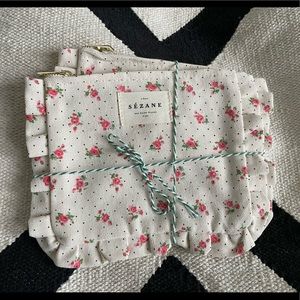 NWOT Sezane Floral Print Pouches (set of 2)